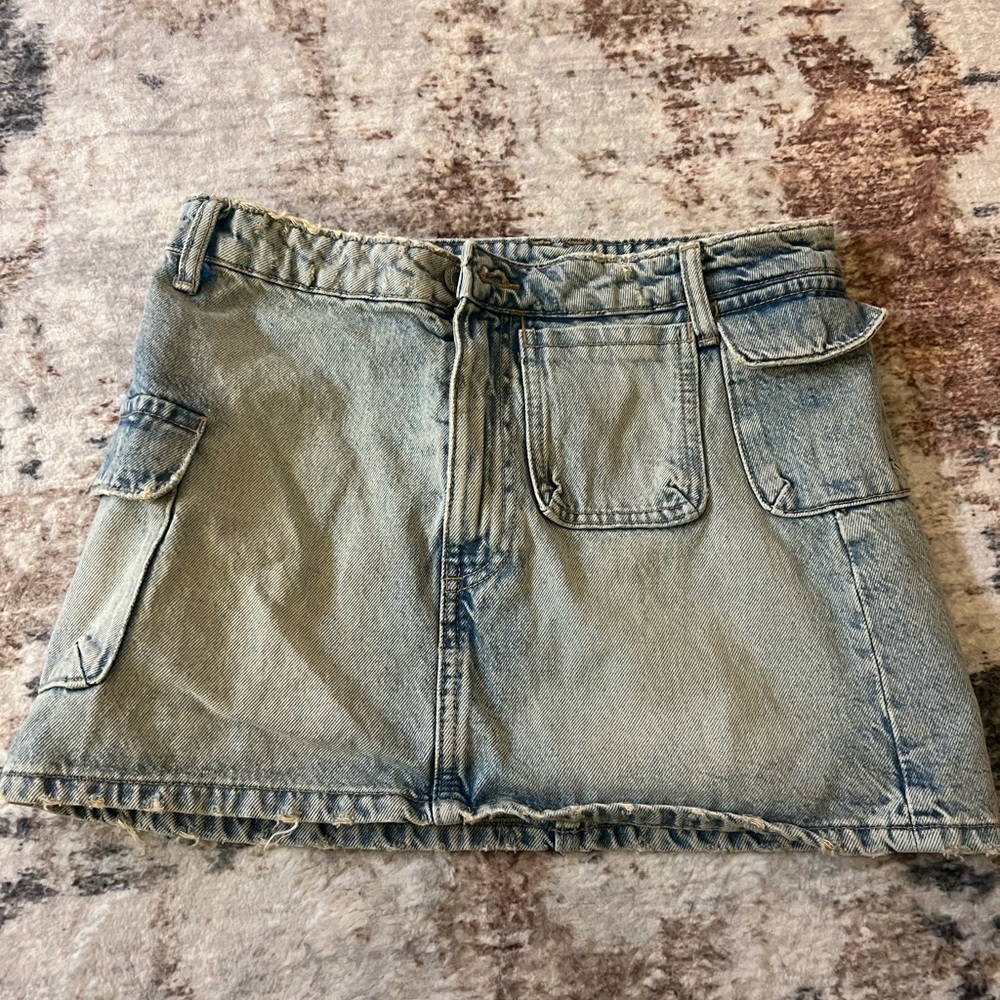Denim Mini Skirt with Pockets